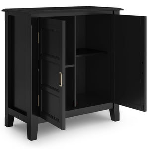 English Elm Burlington Low Storage Cabinet with Handcrafted Solid Wood, Transitional Design, Adjustable Shelves and Anti-Tip Safety Black B136P158508