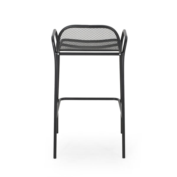 English Elm Christopher Knight Home® - BALTIMORE Linda Modern Iron Barstool Set of 2 Matte Black – Powder-Coated Mesh Seating, Durable Outdoor 디자인 65475.00BLK
