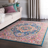 Nourison Passion PSN20 Machine Made Power-loomed Floral Border Indoor Only Bohemian  Rug Teal Multicolor, Teal Multicolor 100% Polypropylene 99446486554