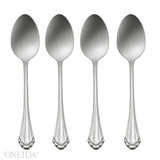 Oneida Marquette Teaspoons, Set of 4, 18/8 Stainless Steel with Mirror Finish, Dishwasher Safe