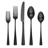 Cambridge Cerys 20-Piece Black Satin Stainless Steel Flatware Set, Modern Design with Squared Handles