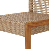 Christopher Knight Home® - Noble House - Elon Outdoor Wicker Barstools, Light Multi-Brown and Teak - Set of 2