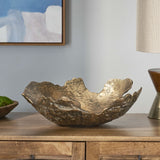 Christopher Knight Home® Aluminum Decorative Bowl with Antique Brass Finish - Unique Handcrafted Design - 16.50 x 15.50 x 5.50