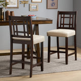 Christopher Knight Home® - Noble House - Mackinsey Brown Mahogany Acacia Counterstool with Beige Cushion