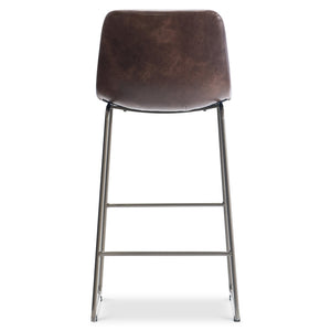 Bernhardt Bernhardt Sharpe Leather Upholstered Barstool with Bronze Metal Frame for Modern Bars L25594