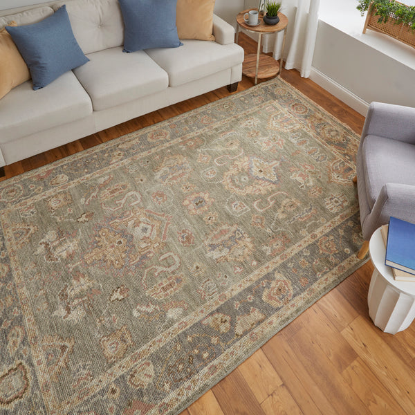 Feizy Rugs Carrington Hand Knotted Wool Rug - Timeless Oushak Motifs With Rich Colors And Durable Design Gray,Gold,Pink Wool 9826504fgrypnke50