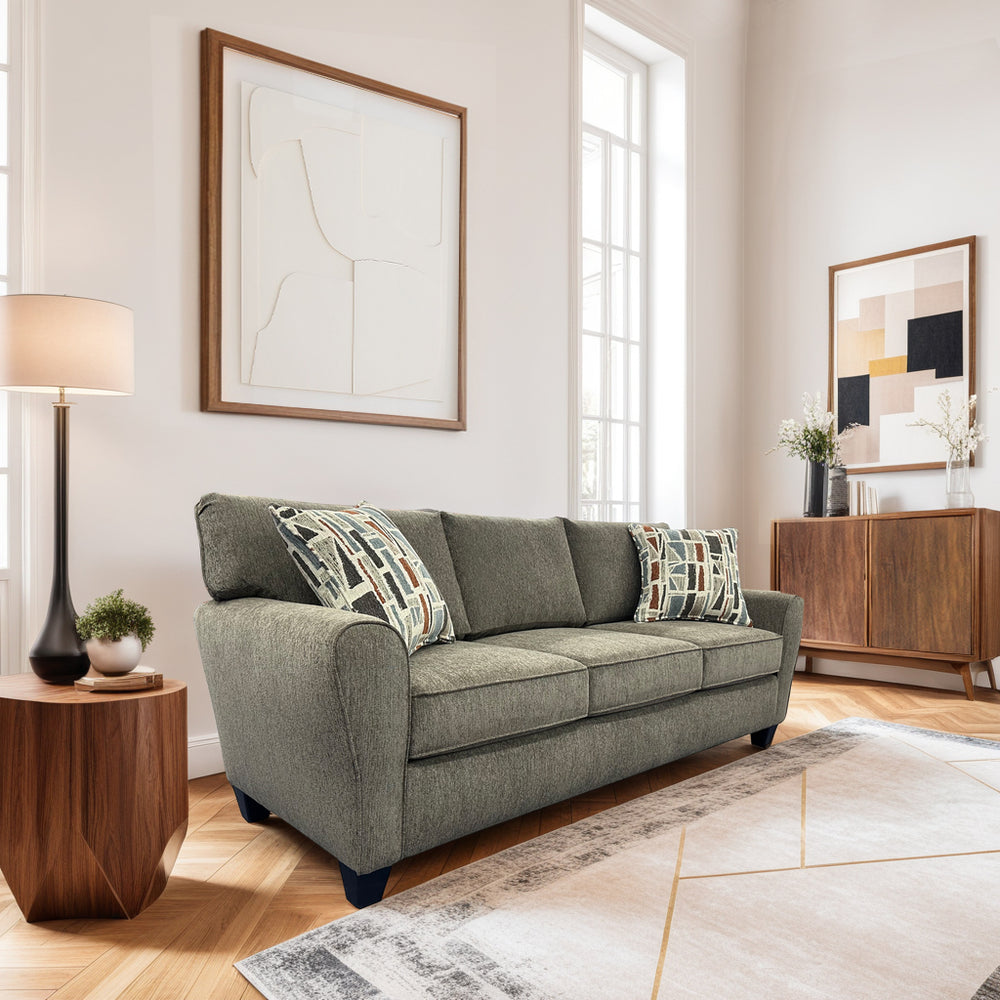 Porter Designs Reese Modern Upholstered Sofa - Elegant Comfort With Abstract Pillows For Your Home Brown Fabric 01-207-01-2962
