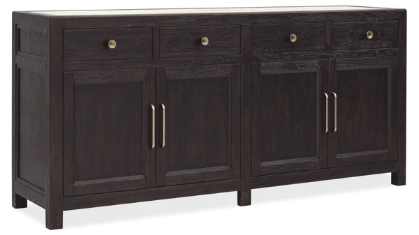 Hooker Furniture Driftwood Buffet With Inset Natural Stone Top, Rustic Buckboard Finish, Soft-Close Drawers & Doors Blacks 6820-75901-99