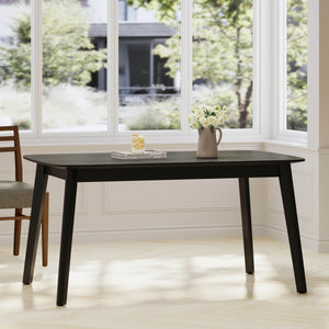 English Elm Christopher Knight Home® - DINING Mid-Century Solid Wood & Faux Wood Top Table with Rubberwood Legs, Sleek Rounded Edge Design Black 58907.00BLK