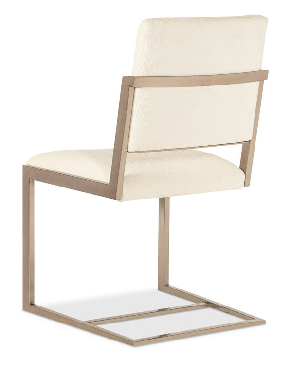 Hooker Furniture Westwood Cantilever Metal Chair With Performance Fabric Upholstery, Plated Radiance Finish For Modern Dining 6133-75310-95