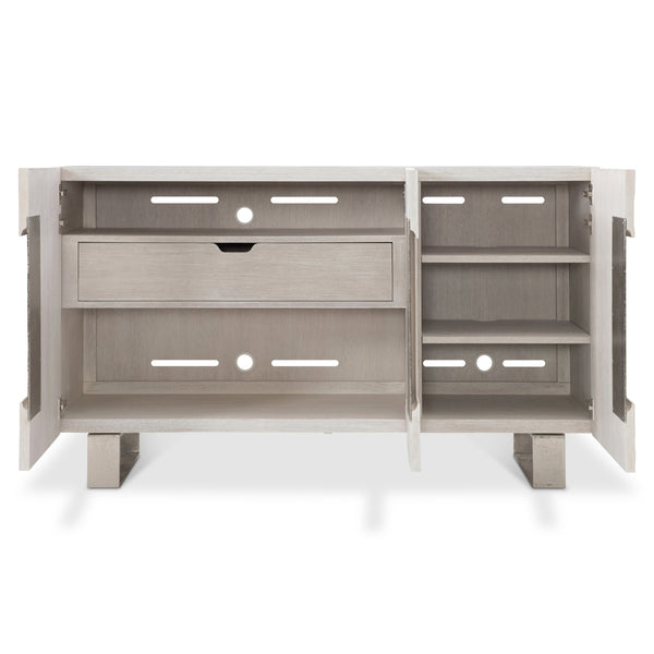 Bernhardt Bernhardt Solaria Buffet With Weathered Bone Finish, Chiseled Resin Doors, Soft-Close Storage Console 310134
