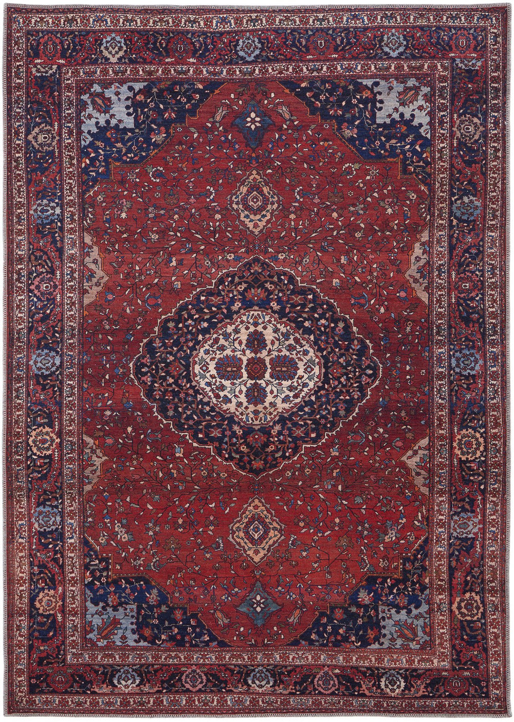 Feizy Rugs Rawlins Vintage-inspired Polyester Medallion Rug – Antique Charm With Intricate Patterns & Warm Hues Red,Blue,Tan Polyester Rln39hdfrednvyc07