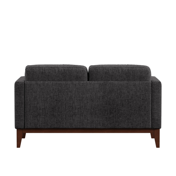 Homelegance By Top-Line Deacon Linen Upholstered Loveseat Dark Grey Linen