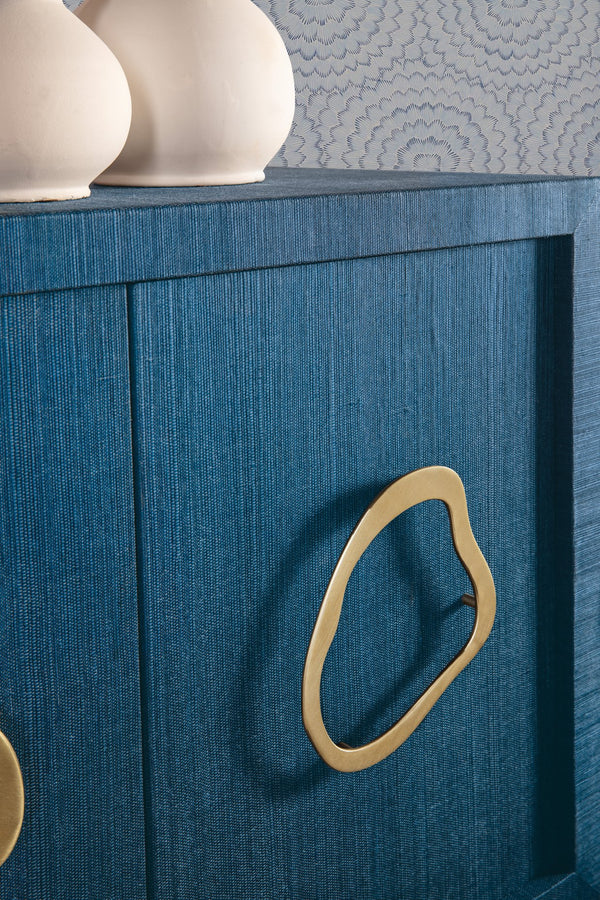 Hooker Furniture Commerce and Market Paige Raffia Wrapped Credenza with Sculptural Pewter Hardware 7228-85150-45