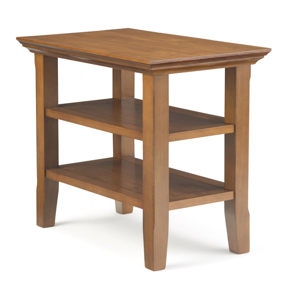 English Elm Acadian Solid Wood Narrow Side Table With Two Open Shelves - Stylish Light Brown Accent Table B136P159401