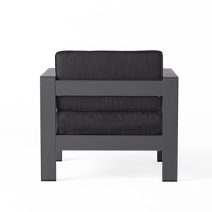 English Elm Cape Coral Aluminum Slat Club Chair Resort Style Patio Seat with Thick Cushions 56347.00GRY