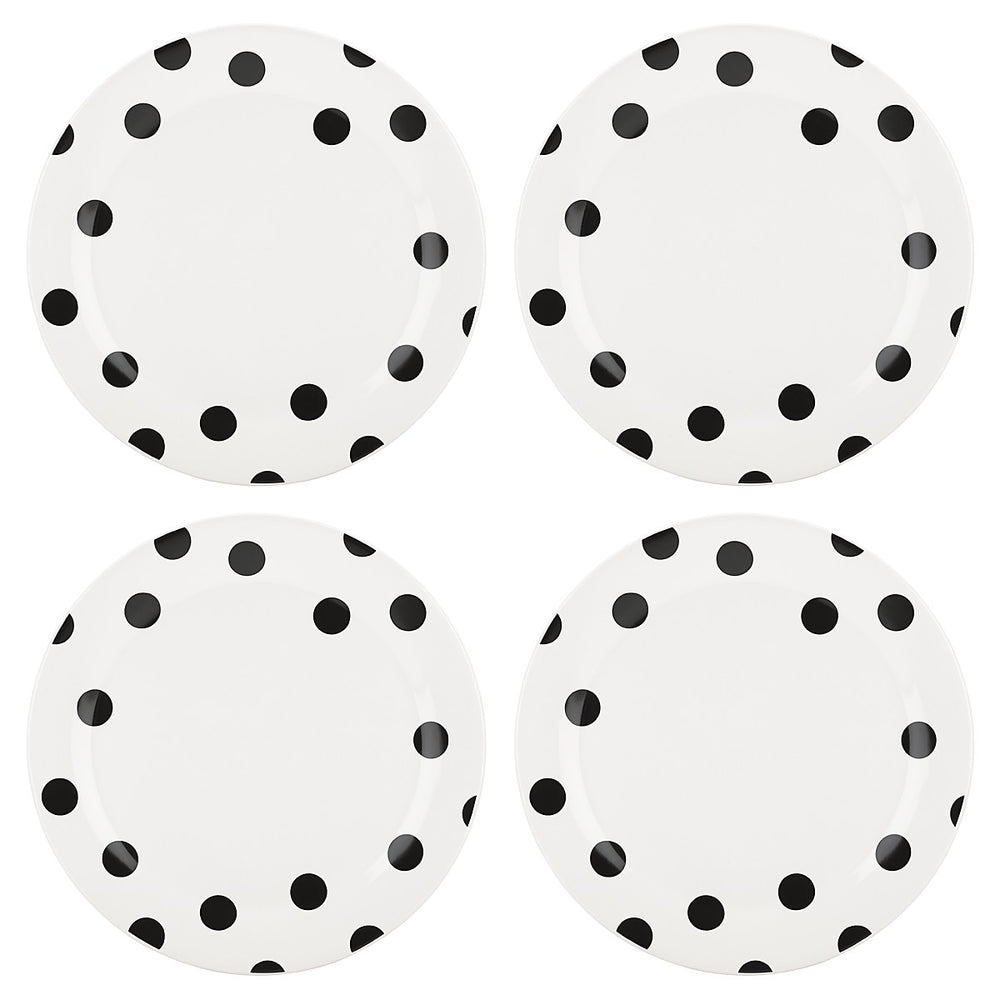 Lenox Kate Spade Deco Dot 4-piece Dinner Plate Set Black, WHITE STONEWARE 879460