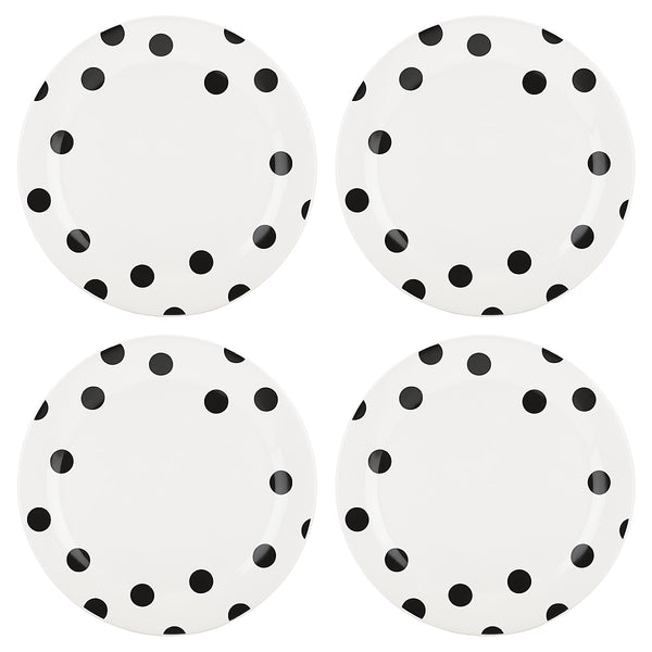 Lenox Kate Spade Deco Dot 4-piece Dinner Plate Set Black, WHITE STONEWARE 879460