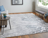 Feizy Rugs Astra Polyester/Polypropylene Machine Made Industrial Rug Gray/Silver/Ivory 5' x 8'