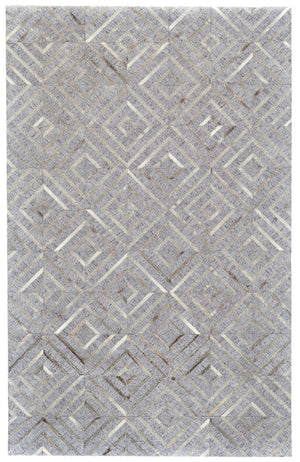 Feizy Rugs Fannin Geometric Handwoven Viscose And Leather Rug - Rustic Modern Design For Stylish Spaces Gray,Taupe,Ivory Viscose,Leather 7380754fbsqstmg99