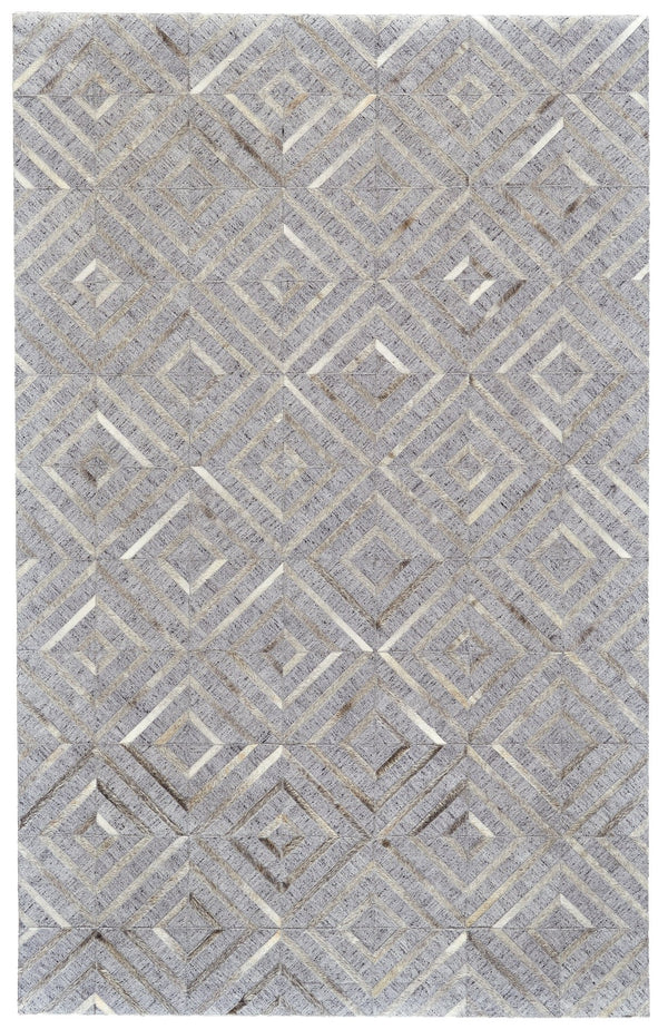 Feizy Rugs Fannin Geometric Handwoven Viscose And Leather Rug - Rustic Modern Design For Stylish Spaces Gray,Taupe,Ivory Viscose,Leather 7380754fbsqstmg99