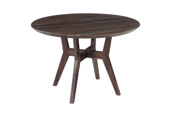 Porter Designs Porter Fall River Round Dining Table - Solid Sheesham Wood, Black Walnut Finish, Modern Elegance Gray Wood 07-117-01-4896
