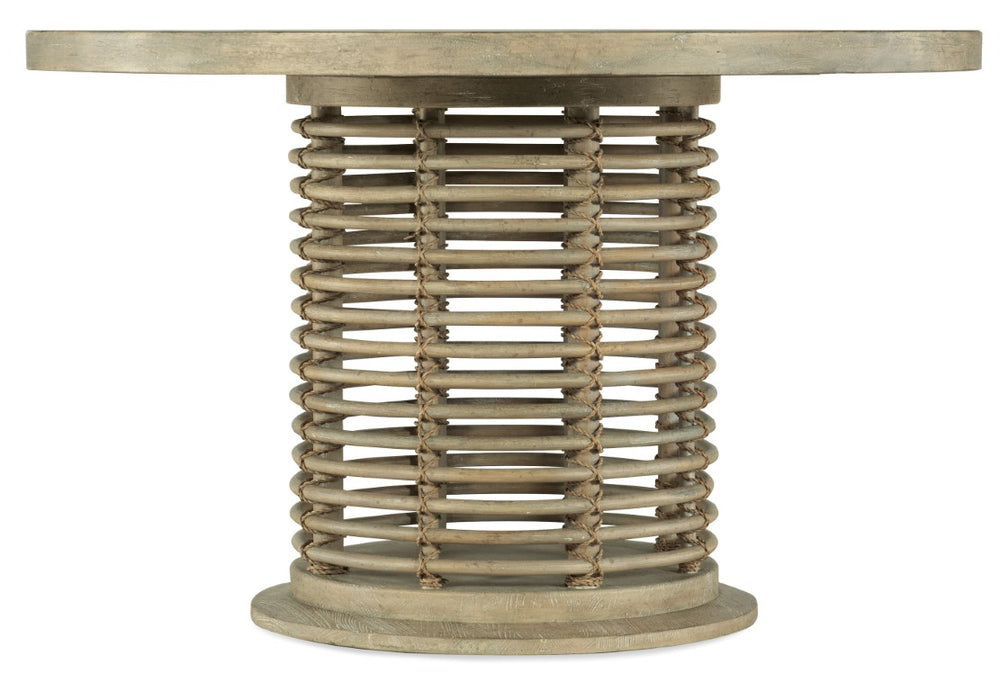 Hooker Furniture Surfrider Round Rattan Dining Table With Driftwood Finish, Hand-Tied Jute Base & Weathered Charm 48.00 L x 48.00W x 30.25H 6015-75203-80