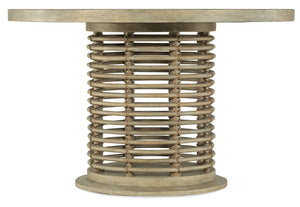 Hooker Furniture Surfrider Round Rattan Dining Table With Driftwood Finish, Hand-Tied Jute Base & Weathered Charm 48.00 L x 48.00W x 30.25H 6015-75203-80
