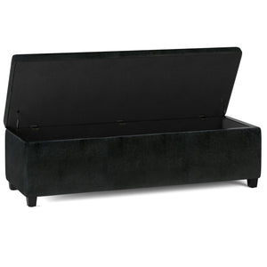 English Elm Avalon Extra Large Storage Ottoman Bench – Stylish Midnight Black Faux Leather For Modern Homes B136P158650