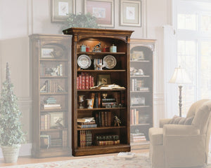 Hooker Furniture Brookhaven Distressed Cherry Open Bookcase With Touch Light, Adjustable Shelves & Stained Top (82.25"H) 281-10-545
