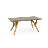 Christopher Knight Home® - Noble House - Mulligan Outdoor Acacia Wood and Cast Stone Coffee Table, Teak and Light Gray