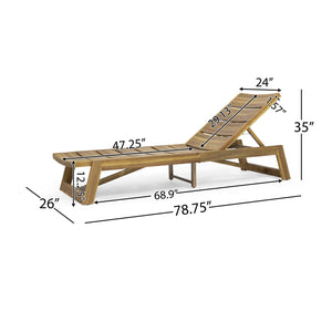 English Elm Christopher Knight Home® - Maki Chaise Lounge - Stylish Acacia Wood With Iron Accents, Adjustable Backrest For Ultimate Comfort 70998.00MP1