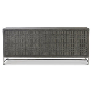 Bernhardt Bernhardt Tribeca Entertainment Credenza With Raised Geometric Front, Dark Tadon Finish & Cable Management 333880