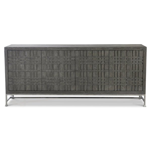 Bernhardt Bernhardt Tribeca Entertainment Credenza With Raised Geometric Front, Dark Tadon Finish & Cable Management 333880