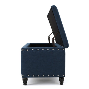 English Elm Storage Ottoman Bench with Hinged Lid Padded Seat Living Room Coffee Table 60581.00DBL