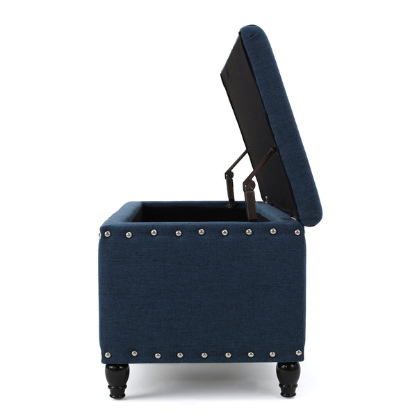 English Elm Storage Ottoman Bench with Hinged Lid Padded Seat Living Room Coffee Table 60581.00DBL