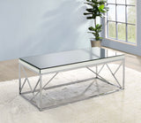 Steve Silver Evelyn Mirror Cocktail Table by in Gray Finish