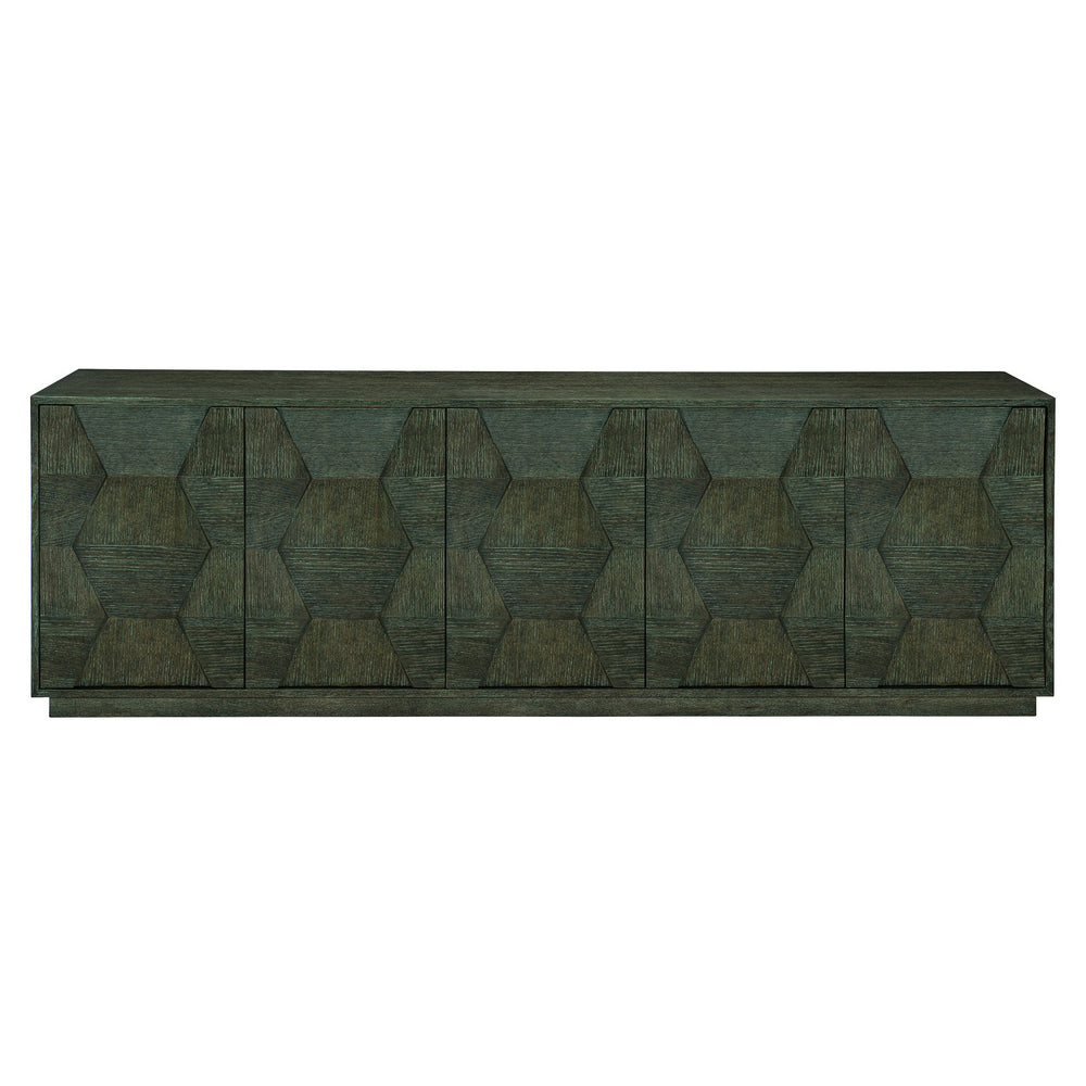 Bernhardt Bernhardt Linea Cerused Charcoal Entertainment Console — Wire-Brushed Oak, Faceted Doors, Cable Management 384870B