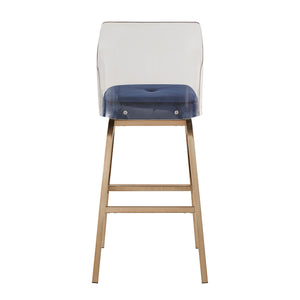 Homelegance By Top-Line Darrion Velvet Bar Height Swivel Stools (Set of 2) Blue Metal
