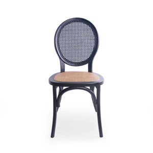 English Elm Dining Chairs Set of 2 Solid Elm Wood with Pressed Cane Mid-century Style 66146.00BLK