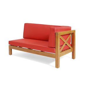 English Elm Christopher Knight Home® - Brava Stylish Right Corner Bench Set For Indoor/Outdoor, Solid Acacia Wood With Water-Resistant Cushions 57968.00RED2