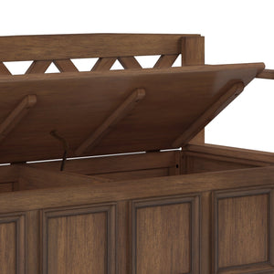 English Elm Amherst Solid Wood Storage Bench - Rustic Natural Aged Brown Entryway Seating With Hidden Compartments B136P158340