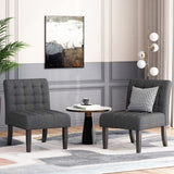 Christopher Knight Home® - Noble House - Lewis Contemporary Fabric Tufted Slipper Chairs - Set of 2