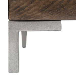 Bernhardt Bernhardt Logan Square Haines Nightstand — Distressed Pine, Sable Brown Finish, 3 Drawers, Tubular Steel Legs, Industrial-Transitional Style 303226B