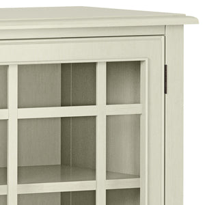 English Elm Connaught Low Storage Cabinet - Timeless Antique White Charm With Glass Doors & Adjustable Shelves B136P158530