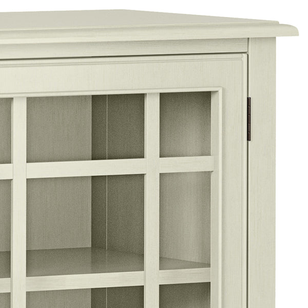 English Elm Connaught Low Storage Cabinet - Timeless Antique White Charm With Glass Doors & Adjustable Shelves B136P158530