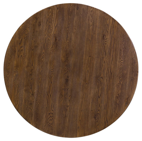 Hooker Furniture Driftwood Round Oak Pedestal Dining Table Worn Saddle Finish Seats Six Guests 6820-75223-85