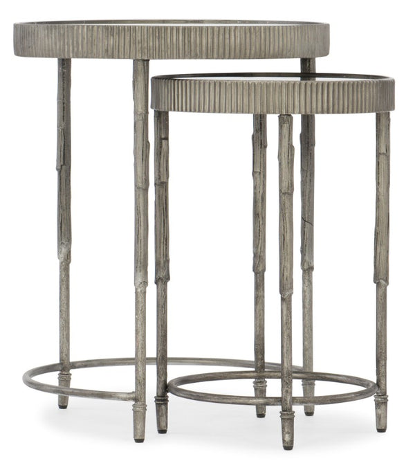 Hooker Furniture Accent Nesting Tables With Mirrored Tops & Textured Silver Iron Bases — Space-Saving Chic DéCor Set 5594-50001-SLV