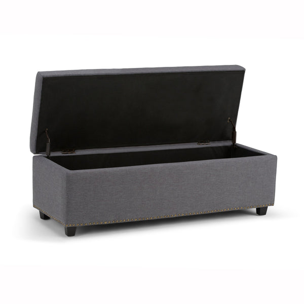 English Elm Hamilton Storage Ottoman - Stylish Slate Grey Seat With Hidden Storage For Any Room, Versatile Design B136P158174