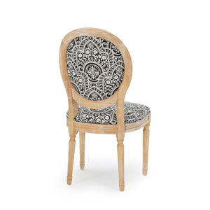 English Elm Kd French Country Rubberwood Dining Chairs Fluted Legs Padded Seat Set of 2 Black White 60352.00BWHI